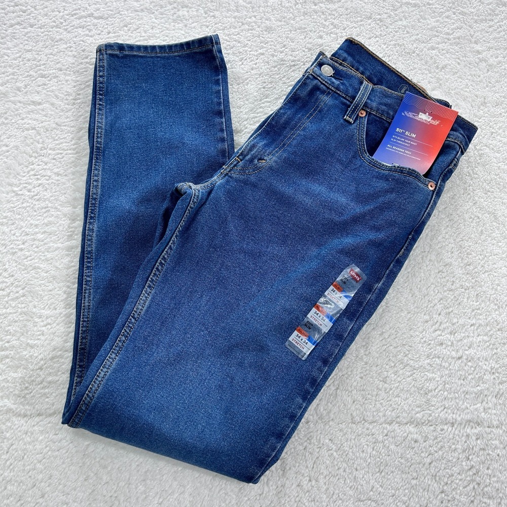 Levi's Strauss 511 Jeans Men's Blue 34X34 Slim Fit Stretch‎ All Season Tech